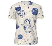 Camiseta de Manga Corta con Estampado gráfico, Informal, Cuello Redondo, Mezcla Suave, para Uso Diario y Actividades al Aire Libre. (Light Blue, M)#G