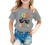 Camiseta de manga corta con estampado gráfico para niñas - Ideal para regresar a la escuela, informal y cómoda, un tejido mixto - perfecto para el día a día., gris, 6-7 años