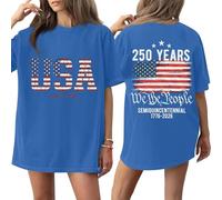 Camiseta De Manga Corta con Ganso Y Bandera Estadounidense Diseño Conmemorativo 1776 2026 para Mujer Hombre Casual Suelto Cómoda Uso Diario 4XL