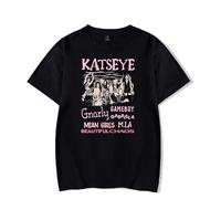 Camiseta de manga corta con lista de canciones de Beautiful Chaos de Katyeye para mujer y hombre, cuello redondo, estilo casual de calle, Negro, XXS