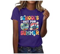 Camiseta de manga corta con texto en alemán "Es ist Sommerferien! DamenT-Shirts: Wir haben unseren Gradust! Lehrerin des Jahr T-Shirt Last Schultag Kurzärmiges T-Shirt Satin Shirt, morado, S