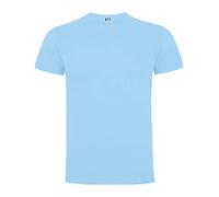 Camiseta de Manga Corta, Cuello Redondo de 4 Capas y Cubre Costuras Reforzado en Cuello y Hombros. (L, Celeste)