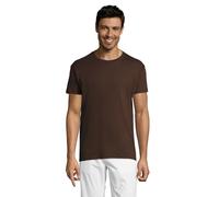 Camiseta de Manga Corta, Cuello Redondo de 4 Capas y Cubre Costuras Reforzado en Cuello y Hombros. (XL, Chocolate)