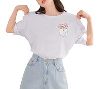 Camiseta de manga corta de algodón blanco de verano para mujer, cuello redondo, tallas grandes, Blanco, L