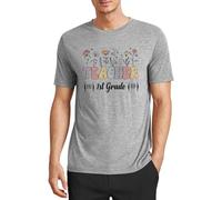 Camiseta de manga corta de algodón con cuello redondo para maestros de primer grado, regalo para profesor, Estilo gris jaspeado claro, M