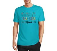Camiseta de manga corta de algodón con cuello redondo para maestros de primer grado, regalo para profesor, Estilo azul cielo, S