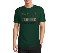 Camiseta de manga corta de algodón con cuello redondo para maestros de primer grado, regalo para profesor, Estilo verde oscuro, 3XL