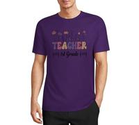 Camiseta de manga corta de algodón con cuello redondo para maestros de primer grado, regalo para profesor, Estilo morado profundo, 5XL