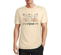 Camiseta de manga corta de algodón con cuello redondo para maestros de primer grado, regalo para profesor, Estilo de color albaricoque claro, 3XL