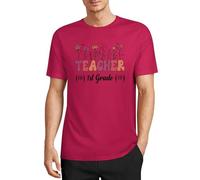 Camiseta de manga corta de algodón con cuello redondo para maestros de primer grado, regalo para profesor, Estilo burdeos, 5XL