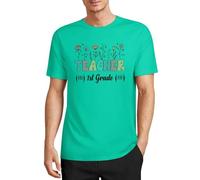 Camiseta de manga corta de algodón con cuello redondo para maestros de primer grado, regalo para profesor, Estilo verde menta, 3XL