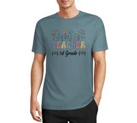 Camiseta de manga corta de algodón con cuello redondo para maestros de primer grado, regalo para profesor, Estilo gris y azul, M