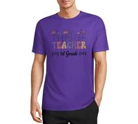 Camiseta de manga corta de algodón con cuello redondo para maestros de primer grado, regalo para profesor, Estilo morado claro, 4XL