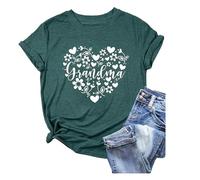 Camiseta de Manga Corta de algodón de Colores con Estampado de Letras inglesas y Cuello Redondo Informal de Verano para Mujer # L