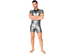 Camiseta De Manga Corta De Látex Para Hombre Con Cuello Vuelto De Goma,Púrpura,yo