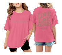 Camiseta de manga corta de moda para uso diario, escuela, exterior, ideal para primavera, cómoda, elástica, perfecta para jóvenes fashionistas, Rosa., 9-10 años