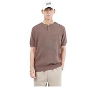 Camiseta De Manga Corta De Punto con Cuello Henley Y Un Solo Botón con Estampado De Piña para Hombre, Lujo Ligero, Sensación De Alta Gama, Top De Verano Informal Y Sencillo.,marrón Moteado,l
