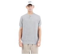 Camiseta De Manga Corta De Punto con Cuello Henley Y Un Solo Botón con Estampado De Piña para Hombre, Lujo Ligero, Sensación De Alta Gama, Top De Verano Informal Y Sencillo.,Gris Moteado,l