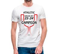 Camiseta de Manga Corta del Athletic Campeón de la Copa del Rey 2023-2024 (12- Camiseta Talla M)(Blanca Manga Corta)