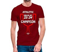 Camiseta de Manga Corta del Athletic Campeón de la Copa del Rey 2023-2024 (12- Camiseta Talla M)(Granate Manga Corta)
