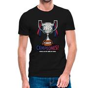 Camiseta de Manga Corta del Barcelona Campeón de la Copa del Rey 2024-2025 Estilo cómic (13- Camiseta Talla L)(Negra Manga Corta)