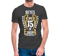 Camiseta de Manga Corta del Madrid - Reyes de Europa - Campeones de la Champions (12- Camiseta Talla M)(Gris ratón Manga Corta)
