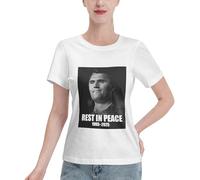 Camiseta de Manga Corta Descansa en Paz Charlie Kirk con Cuello Redondo y Corte clásico de Charlie Kirk para Mujer. Camisetas Estampadas con gráficos.