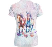 Camiseta de manga corta genérica para mujer, informal, con estampado moderno, camiseta de manga corta, ligera, con cuello en V, camiseta moderna, camiseta confiable para ropa de ciudad, compras