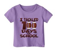 Camiseta de manga corta holgada con cuello redondo y estampado informal a la moda para niño y niña Danza Del Vientre Top (Purple, 3-4 Years)