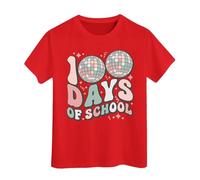 Camiseta de Manga Corta Holgada con Cuello Redondo y Estampado Informal a la Moda para niño y niña Tope Puerta Cuerda (Red, 10-11 Years)