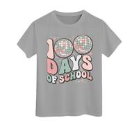 Camiseta de Manga Corta Holgada con Cuello Redondo y Estampado Informal a la Moda para niño y niña Tope Puerta Cuerda (Grey, 3-4 Years)