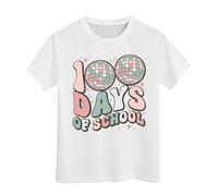 Camiseta de Manga Corta Holgada con Cuello Redondo y Estampado Informal a la Moda para niño y niña Tope Puerta Cuerda (White, 8-9 Years)