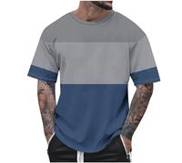 Camiseta de Manga Corta Hombre 2024 Patchwork Moda Camisa Original Verano Casual T-Shirt Cuello Redondo Fiesta Basic Deportivos Tops tee Cómodo Algodón Talla Grande Suelto