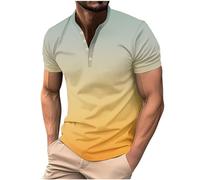 Camiseta de Manga Corta Hombre 2024 Polo Camisa Casual degradados Slim fit Cuello Redondo Botones Moda Original Deportivos Fitness Gym T-Shirt Camisa Slim Fit Fiesta Tops tee Talla Grande