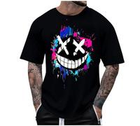 Camiseta de Manga Corta Hombre Estampado Divertido Moda Camisa Verano Cuello Redondo Deportivos Jogging Casual T-Shirt Original Fiesta Trend Algodón Gym Tops Suelto Cómodo tee Talla Grande