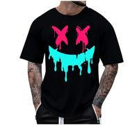 Camiseta de Manga Corta Hombre Estampado Divertido Moda Camisa Verano Cuello Redondo Deportivos Jogging Casual T-Shirt Original Fiesta Trend Algodón Gym Tops Suelto Cómodo tee Talla Grande