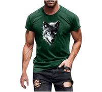 Camiseta de Manga Corta Hombre Lobo Estampado Moda Casual Camisa Verano Cuello Redondo T-Shirt Original Fiesta Basic Algodón Deportivos Jogging Gym Tops Cómodo Suelto tee Talla Grande 2025