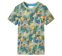 Camiseta de Manga Corta Infantil Ropa para Niños Animales Hojas Multicolor 128