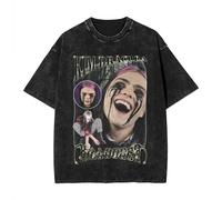 Camiseta De Manga Corta Kim Drácula, Moderna Camiseta con Estampado De Dibujos Animados, Cómoda Y Holgada para Mujer, Top Informal Fino De Cuello Redondo para Hombre.-Black||XX_l