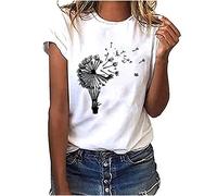 Camiseta de Manga Corta Mujer 2024 Moda Casual Estampado Amor Suelto Cuello Redondo Tumblr Tops T-Shirt Deporte Fiesta Camisa Original Algodon Cómodo Verano Basic tee
