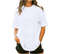 Camiseta de Manga Corta Mujer 2025 Casual Moda Color sólido Camisa Verano Suelto Cuello Redondo Deporte Tops Elegante Fiesta Cómodo T-Shirt Original Basic tee Blusa Talla Grande