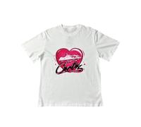 Camiseta De Manga Corta Negra para Hombre con Forma De Corazón Rosa Brillante Y Patrón De Texto, Adecuada para Uso Callejero Casual para Los Entusiastas De La Moda, Llena De Estilo-color05||s