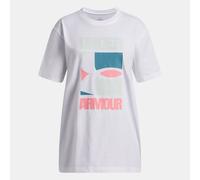Camiseta de manga corta oversized Under Armour Block Logo para niña Blanco / Illusion Verde YXS (122 - 127 cm)