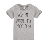 Camiseta de manga corta para bebé, con texto en inglés "Frag Mich nach mein Mo-O", gris, 7-8 años