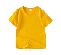 Camiseta de manga corta para bebé, niña, cuello redondo, camiseta, camiseta, ropa para trajes, camiseta monocolor, camisa de bebé, 56 niño, amarillo, 3-4 años
