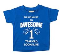 Camiseta de manga corta para bebés "This is What An Awesome 1 Year Old Looks Like Blue" - Para cumpleaños - Disponible en tamaños 0 - 6 meses a 14 - 15 años. azul azul Talla:5-6 años