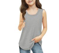 Camiseta de manga corta para el día a día, para correr, para correr, para deporte, camiseta de tirantes sólidos informales, gris, 5-6 años