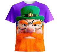 Camiseta de manga corta para el Día de San Patricio, diseño gráfico verde irlandés para las celebraciones de los santos., morado, S