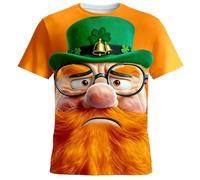 Camiseta de manga corta para el Día de San Patricio, diseño gráfico verde irlandés para las celebraciones de los santos., naranja, M