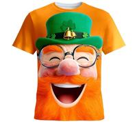 Camiseta de manga corta para el Día de San Patricio, diseño gráfico verde irlandés para las celebraciones de los santos., naranja, XXL